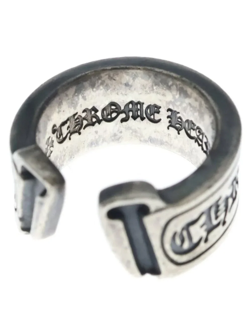 Chrome Hearts LG Scroll Label Large Ring Silver